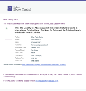 Example of an autopurchase alert email